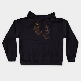 Abstract Branches With Leaves - Golden Orange Kids Hoodie